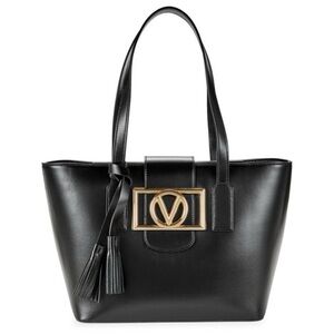 Valentino By Mario Valentino Black Tote with Gold Logo